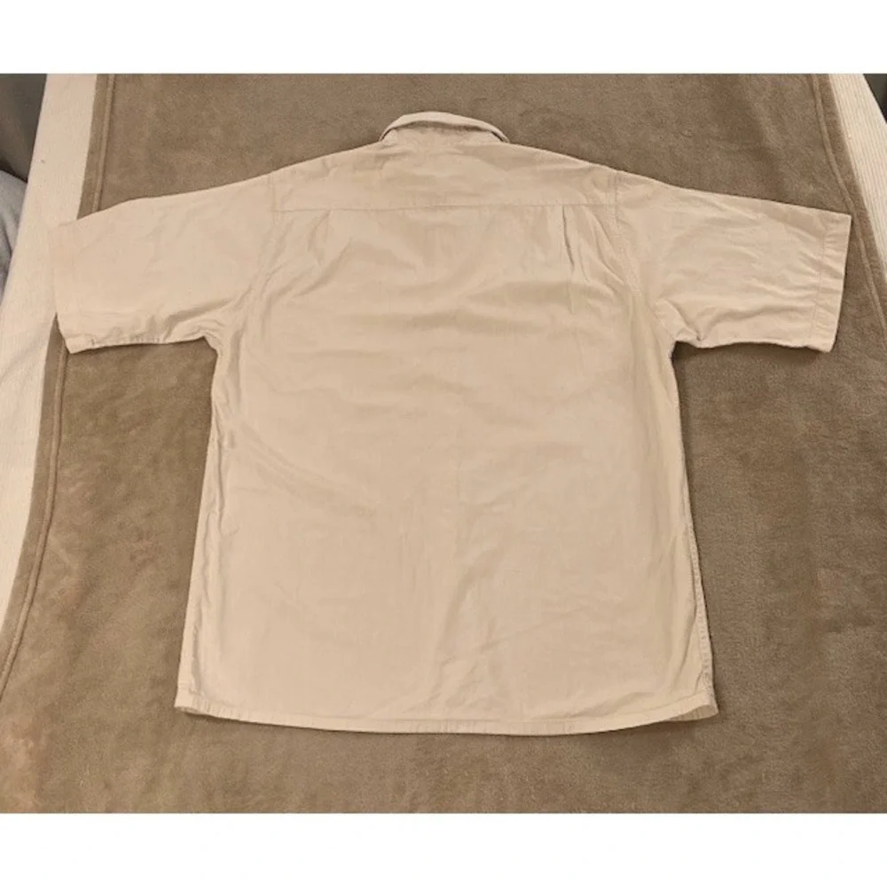 VINTAGE BANANA REPUBLIC Men's shirt size medium beige Short Sleeve button up EUC